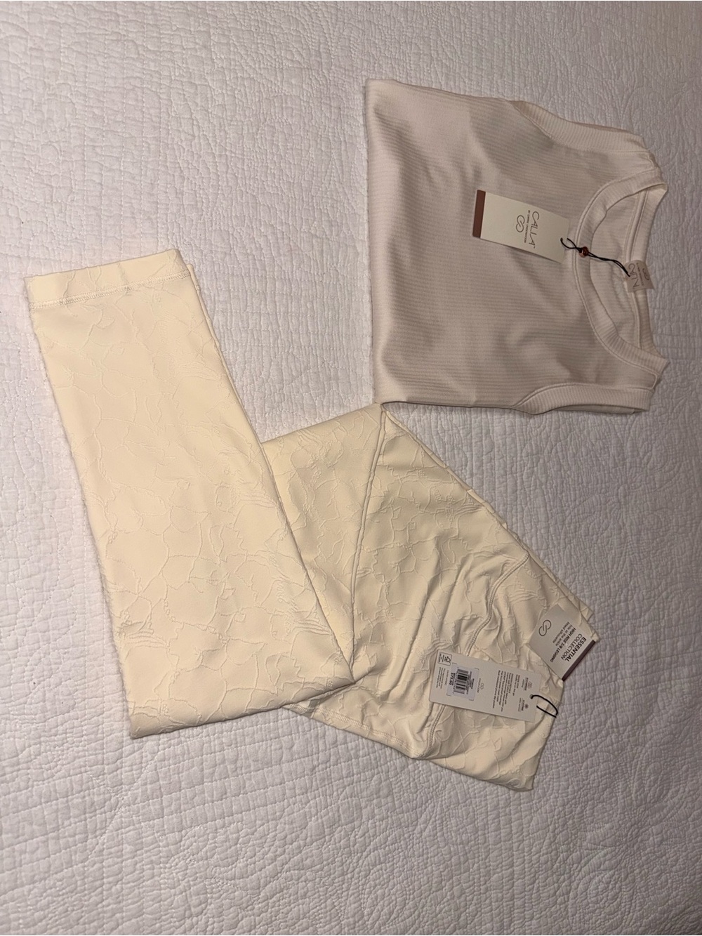 CALIA by Carrie Underwood Cream Textured High Waist Leggings - Picture 2 of 8